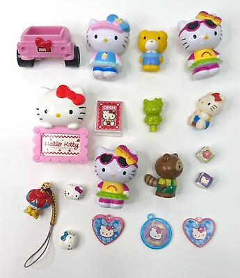 Hello Kitty Playset Lot of 18 Miniatures Jody Tracy Sidewalk sign Figurines