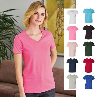 #ad Hanes Women Neck Label Relaxed Fit Comfortsoft V Neck T Shirt