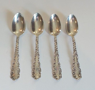 #ad SET 4 R. WALLACE amp; SONS quot;WAVERLYquot; STERLING SILVER TEASPOONS MONOGRAM 85 grams