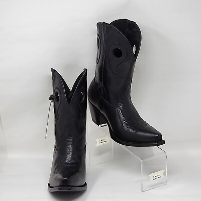 #ad Black Star Leather Matador Western Boots 256158 Cushion Footbed Womens Sz 7 New
