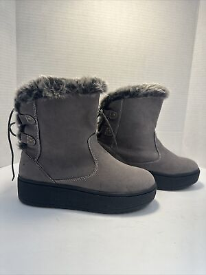 #ad Journee Womens Pull On Grey Platform Winter Lined Boots Size 6 M ARC New