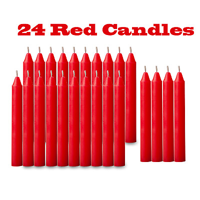 24 pcs Bulk Red Christmas Tree Candles ChimePyramidCarousel 4 inch x 1 2 inch
