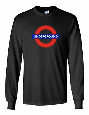 The Underground Logo Tee London Metro Railway Train Black Long Sleeve T shirt
