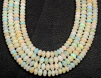 #ad 3 5 MM Rare Ethiopian Opal Smooth Rondelle 8 Inch Gemstone Beads Christmas Gifts