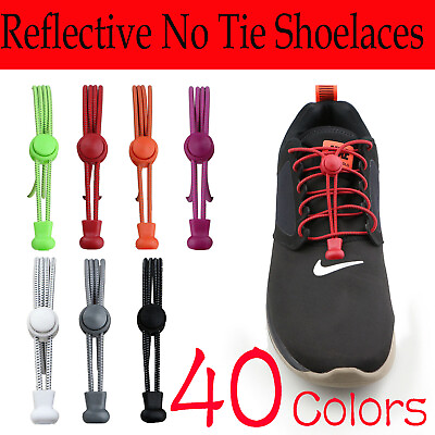 #ad 1Pair Tieless No Tie Shoelaces Elastic Reflective Lock Lace For Kids and Adults♡