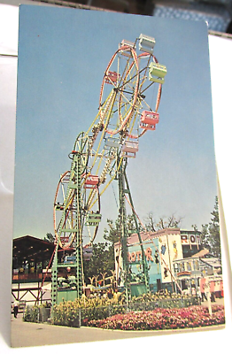 #ad Vintage CEDAR POINT OHIO Postcard Giant Sky Wheel Double Ferris Wheel Sandusky