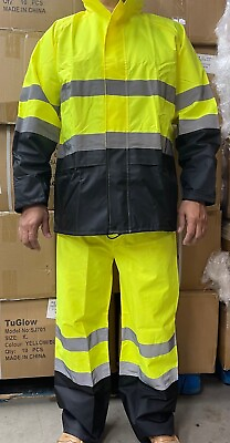 Yellow Safety Rain suit Rain Jacket With Hoodie and Rain Pants