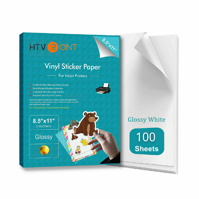 Glossy White Printable Vinyl Sticker Paper for Inkjet Laser Waterproof US STOCK