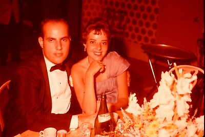 1960 PRETTY YOUNG WOMAN MAN WEDDING GUESTS 1960#x27;s Vintage 35mm Slide QTR19 B