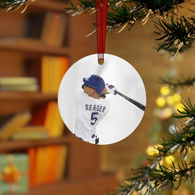 #ad Corey Seager Drawing Metal Christmas Ornaments