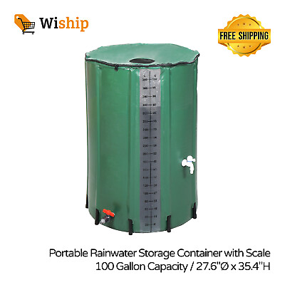 #ad Portable PVC Rain Barrel with Volume Scale Foldable Water Storage Tank Container