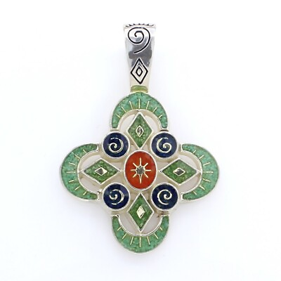 QVC Southwestern Sterling Silver Gemstone Chip Inlay Pendant SOLD OUT