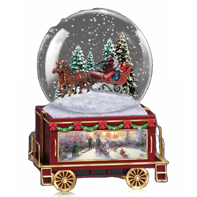 Thomas Kinkade Wonderland Express Miniature Snow Globe: Sleigh Ride Issue #6