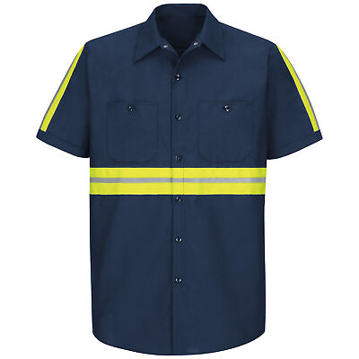 #ad Red Kap Short Sleeve Enhanced Visibility Industrial Work Shirt