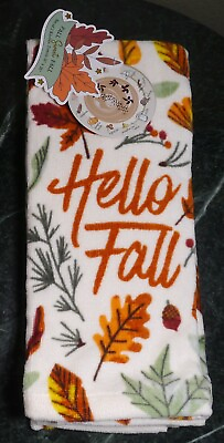NEW Fall Sweet Fall 2 Pk Kitchen Towels Autumn HELLO FALL Leaf Leaves Acorn