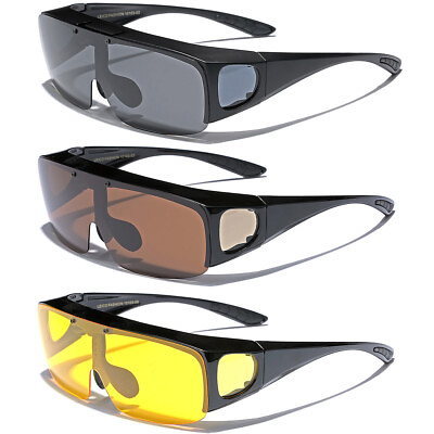 #ad Large FLIP UP POLARIZED FIT OVER Sunglasses Cover Prescription Rx eyeglasses Men