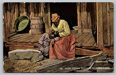 #ad #ad Postcard Aunt Venus Hunting In Dixie Land Black Woman Daughter Child c 1913