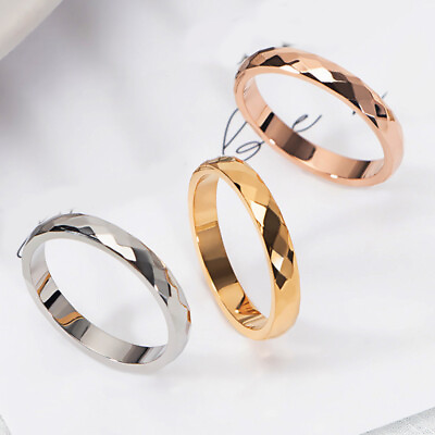 New 3Mm Minimalist Thin Ring Stainless Steel Rings Women Rose Round Finger Ring^