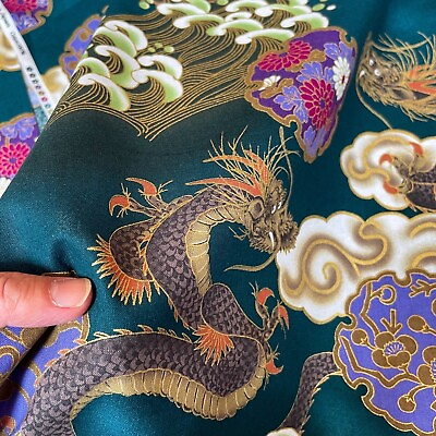 #ad Wholesale 10m Free Shipping Japanese fabric Dragon Pure cotton green