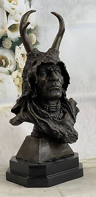 Handcrafted bronze sculpture SALE Warrior Indian American Native Marble Sale
