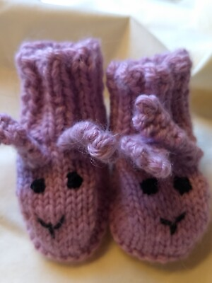#ad Hand Knit Baby Bunny Booties 100% baby alpaca yarn Newborn through 6 12 months