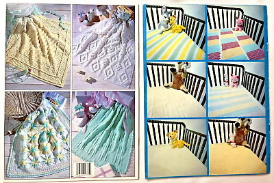 #ad Crochet Knit Pattern Books 8 Crib Covers 6 Unique Baby Afghans Chain Loop Braid