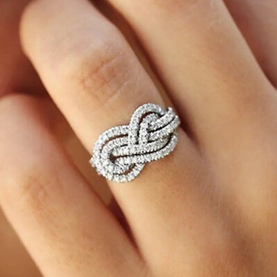 925 Silver Filled Cubic Zircon Ring Women Elegant Jewelry Wedding Gift Sz 6 10