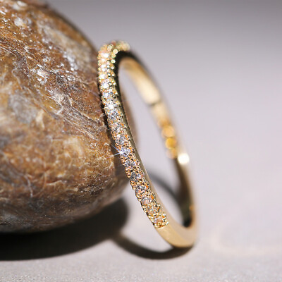 Elegant 925 Silver FilledRose GoldGold Ring Women Cubic Zircon Jewelry Sz 6 10
