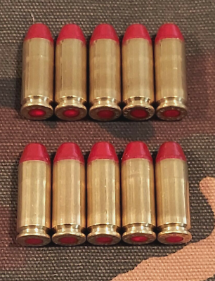 #ad 10MM SNAP CAPS SET OF 10 BRASS AND RED REAL 200gr WEIGHT