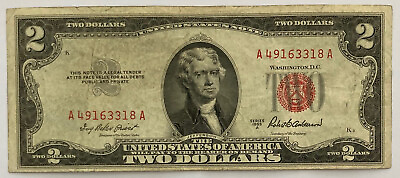 #ad Nice 1953 A $2 Red Seal Two Dollar United States Note Nice Wow 1953 A 318