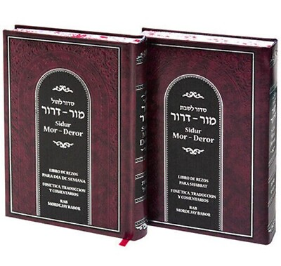 Sidur Mor Deror. Hebreo español fonética y comentarios. 2 libros. Shabat y Jol