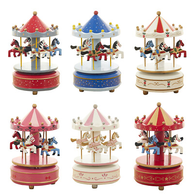 #ad #ad Vintage Horse Carousel Music Box Toy Clockwork Musical Box Birthday Gift