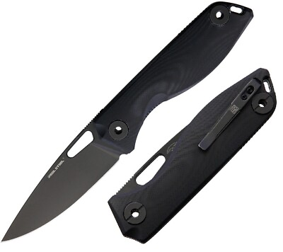 Real Steel Linerlock Folding Knife 3.5quot; D2 Tool Steel Blade Black G10 Handle