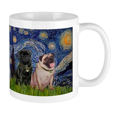 #ad CafePress Starry Night amp; Pug Pair Mug 11 oz Ceramic Mug 14065817