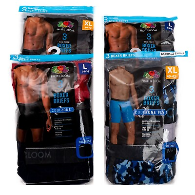 #ad Fruit of The Loom Men 3 Pack Coolzone Fly Boxer Briefs Assorted Styles Size S XL