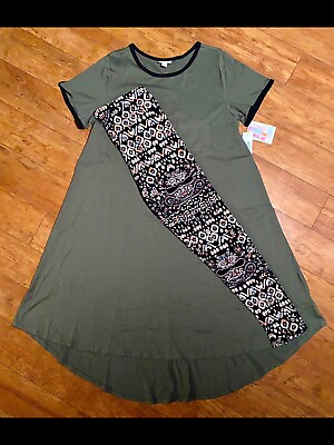 #ad NEW Outfit XL LuLaRoe ARMY GREEN Carly MODAL Top Dress amp; TC TRIBAL Leggings BLK