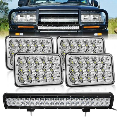 #ad 4x6#x27;#x27; LED Headlights w DRL 20#x27;#x27; Light Bar for Toyota Landcruiser 60 80 Series