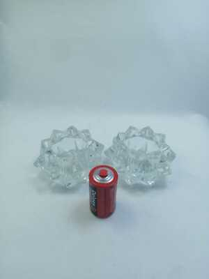 #ad Set Of 2 Vintage Used Crystal Ashtray USA Heavy Vintage Home Decorative Collect