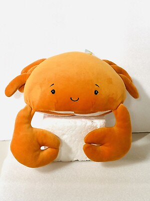 Bunnies By The Bay Happy Crab Plush Bright Orange Stuffed Animal Sea Toy 10”