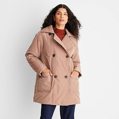 #ad Women#x27;s Notched Lapel Double Breasted Puffer Coat Future Collective with