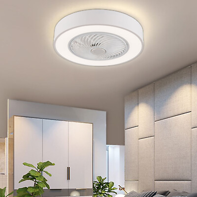 #ad 23quot; Modern LED Ceiling Fan Light 3 Color Bedroom Remote Control Chandelier Fan
