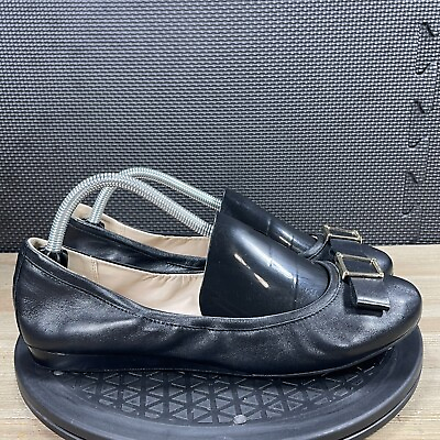 Cole Haan Grand.ØS Emory Womens Size 10.5B Bow Ballet Flat Leather Black