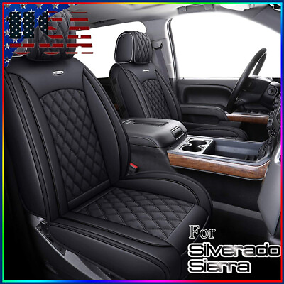 Full Set Seat Cover PU Leather For Chevy Silverado GMC Sierra 1500 2007 2022 USA