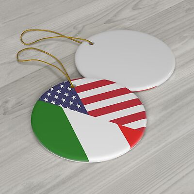 #ad Italy American Flag Ceramic Ornaments Italian USA Holiday Christmas Tree