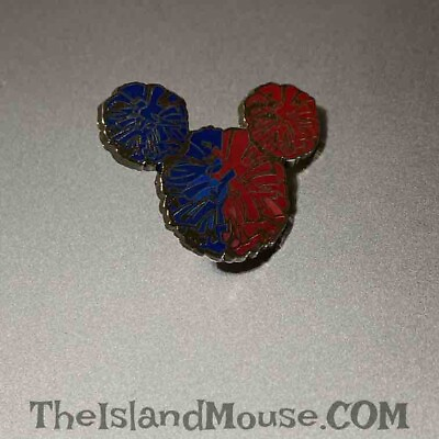 #ad Disney Mickey Icon Head Red Blue Cheer Cheerleading Pom Poms Pin U8:69292