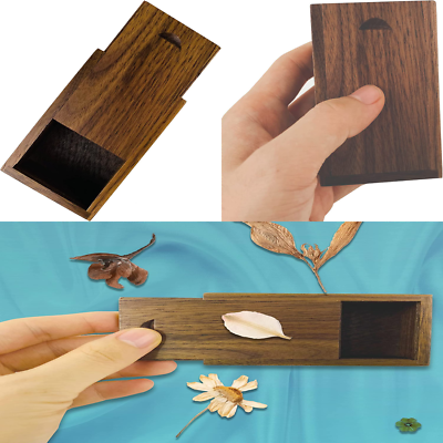 Small Wooden Box with Sliding Lid Walnut Wood Gift Box with Slide Gift Container