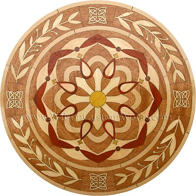 #ad Kaleidoscope Assembled Wood Floor Inlay Select Size 18 36quot; Flooring Table Art