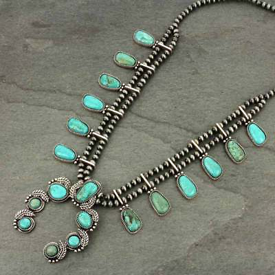 #ad *NWT* Full Squash Blossom Natural Turquoise Necklace 731570089