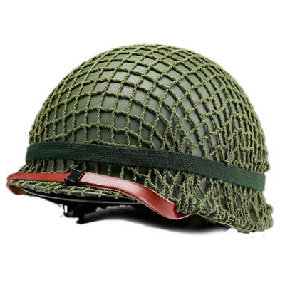 US WW2 M1 Helmet with Chin Strap Net Cover Army Military Reproduction WWII