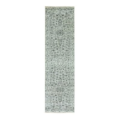 #ad 2#x27;8quot;x10#x27; White Mamluk Dynasty Design Undyed Wool Hand Knotted Runner Rug R79683